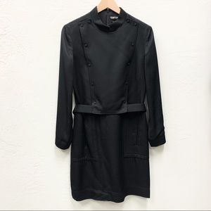 Tom Ford Double Breasted Belted Black Dress Size: 42